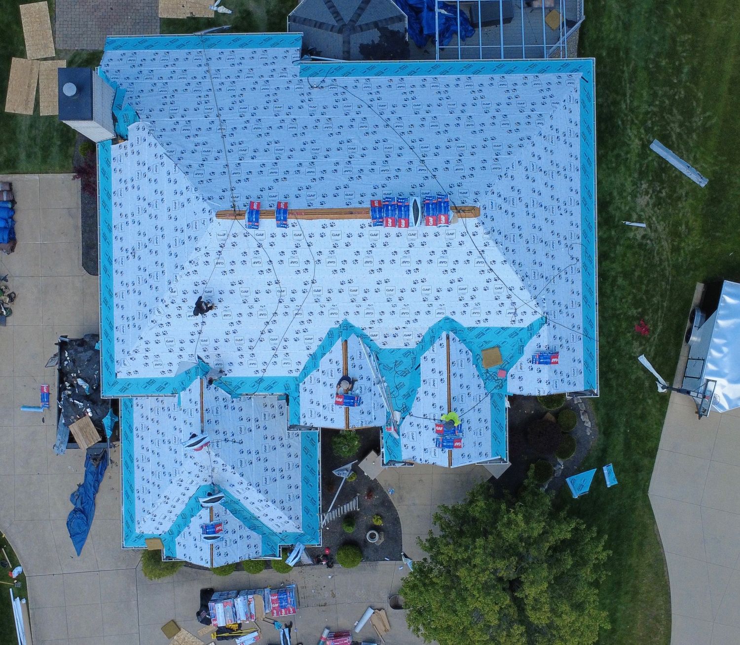 Top-down aerial drone photo of a shingle roof during inspection in Northeast Ohio